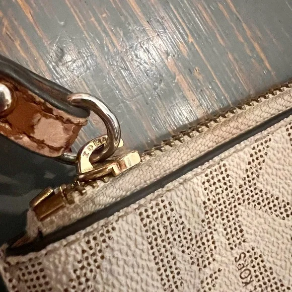 Michael Kors Cream and Brown Logo Wristlet - Picture 5 of 5